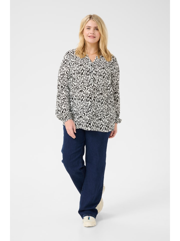 Bluse langarm KCmahlena Regular fit in Chalk/Black Graphic Lines