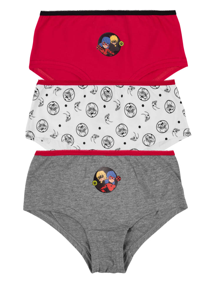 3er Pack Miraculous Panty Ladybug Unterhose Slip in Mehrfarbig