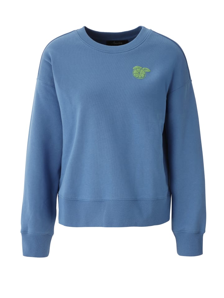 Sweatshirt in blau-apfelgrün