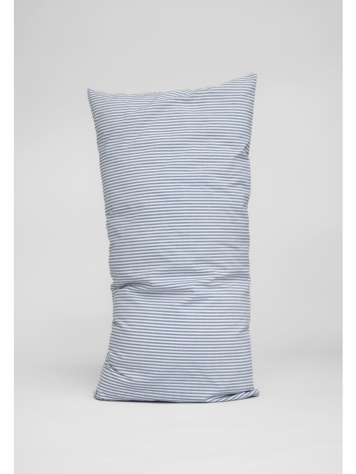 Perkal Kopfkissenbezug Style MAJULI Stripes in blau - naturweiss gestreift