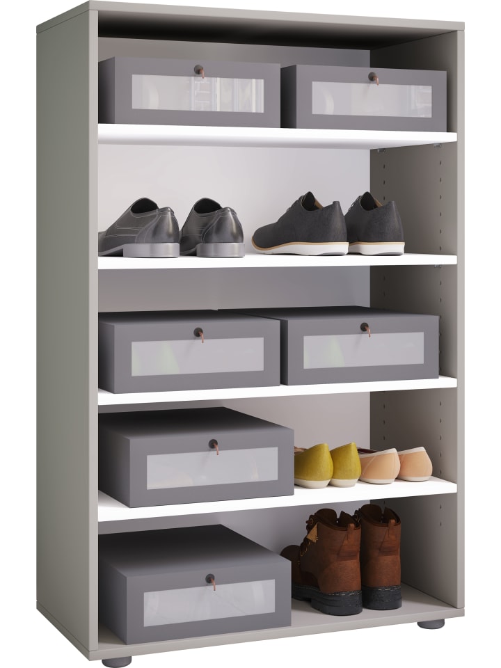 XXL Holz Großer Schuhschrank Schuhregal Lona 5 in Grau