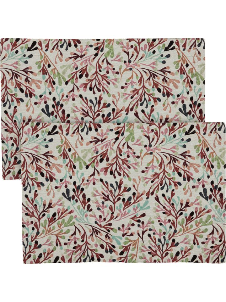Jacquard, Baumwollmischung Tischset 2er-Pack Coral in bunt