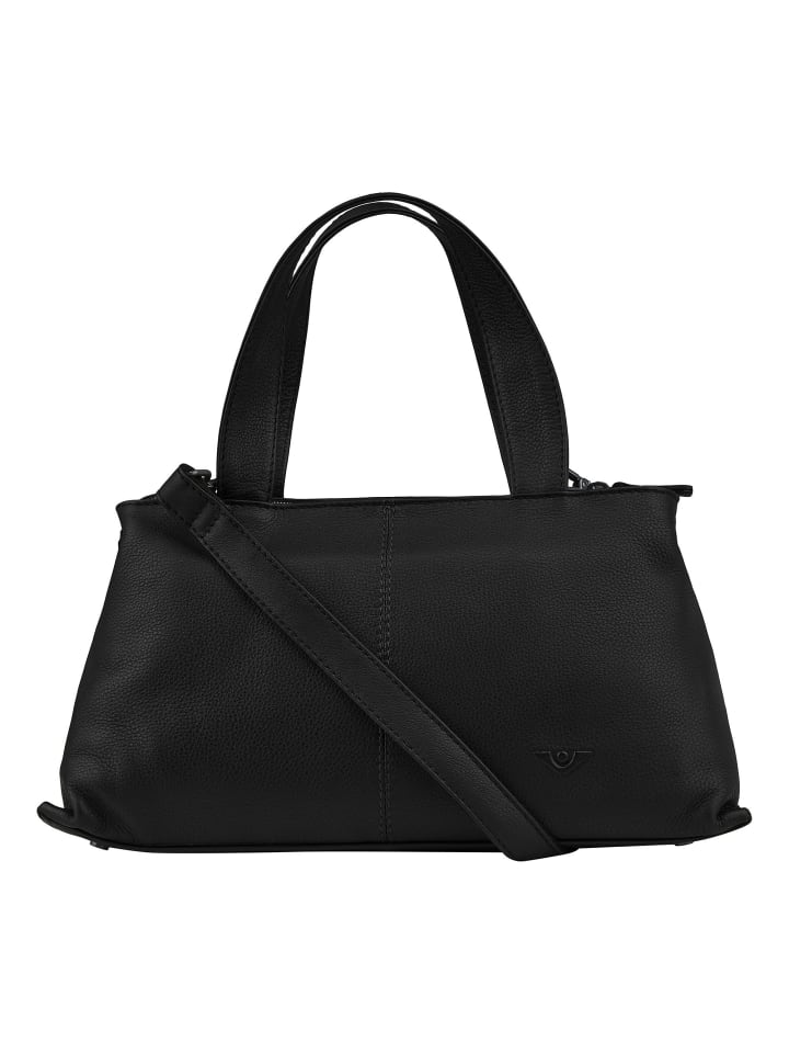 4Seasons Schultertasche Leder 33 cm schwarz