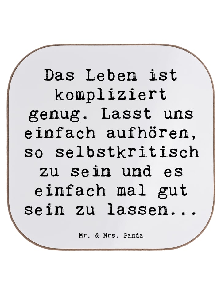 Glas-Untersetzer Spruch Selbstzweifel Abschalte... in Weiß