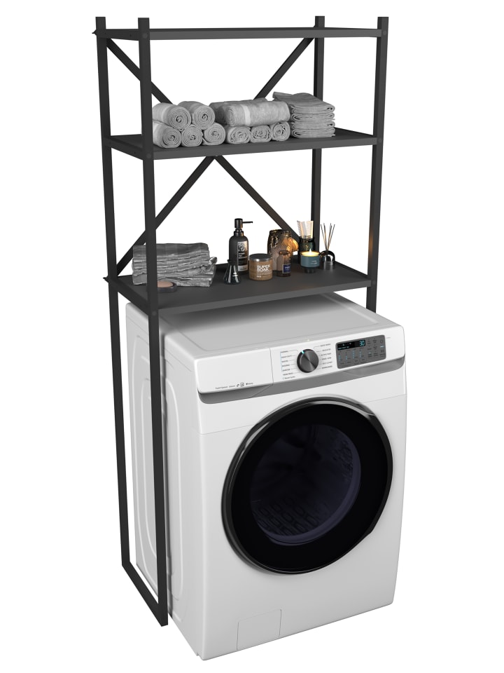 Waschmaschine Toilette Überbau Schrank Insasi in Schwarz