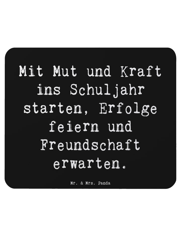 Mauspad Spruch Mutiger Schulanfang mit Spruch in Schwarz