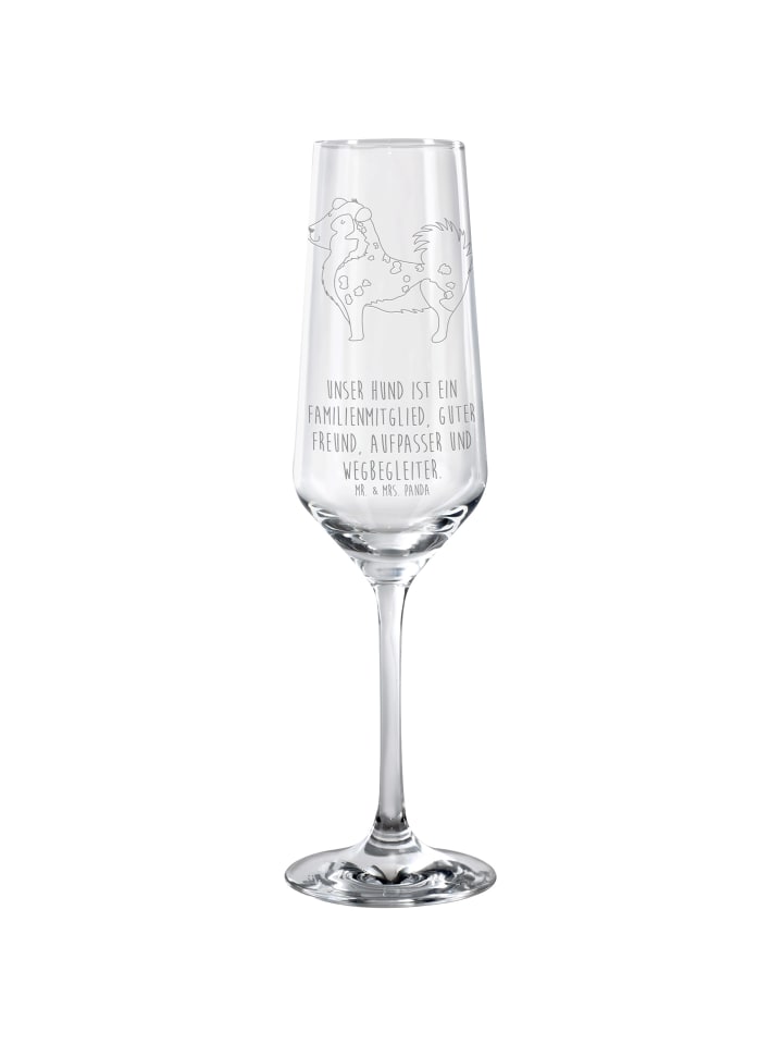 Champagnerglas Hund Australien Shepherd mit Spruch in Transparent