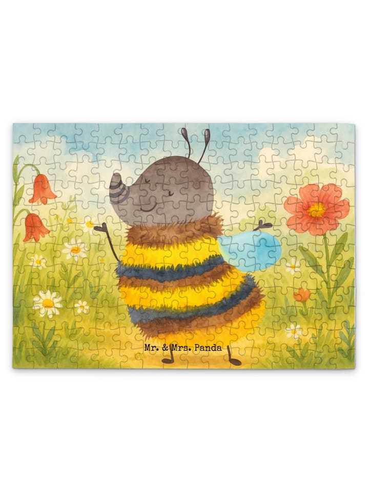 Puzzle Hummel flauschig Design ohne Spruch in Weiß
