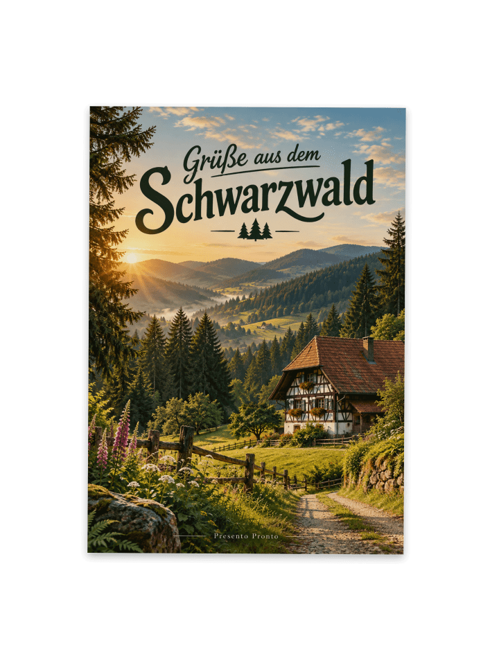 Postkarte Schwarzwald nostalgisch Design mit Sp... in Weiß