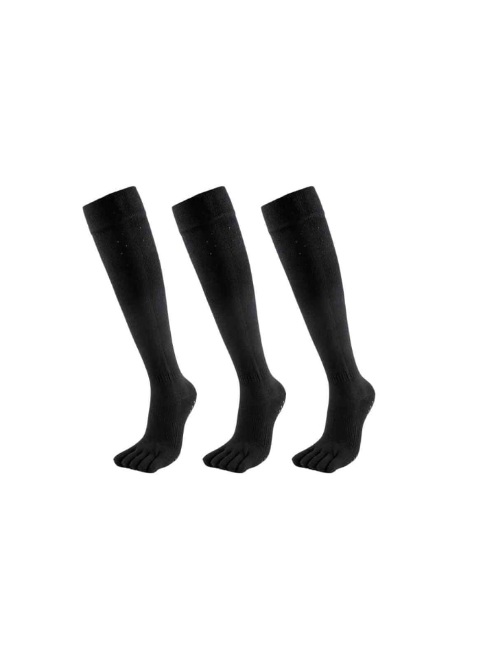 3er-Pack Diamond-Yoga/Pilates-Zehensocken-Anti-Rutsch in Schwarz