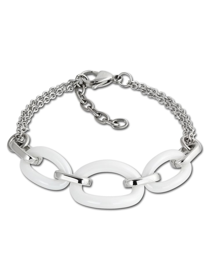 Armband Edelstahl, Keramik ca. 18cm bis 21m Ovale