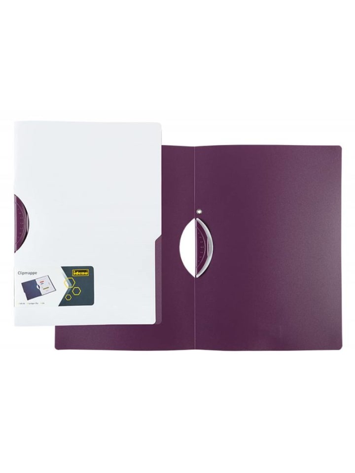 Clipmappe A4 PP - weiß / lila - für bis zu 30 Blatt