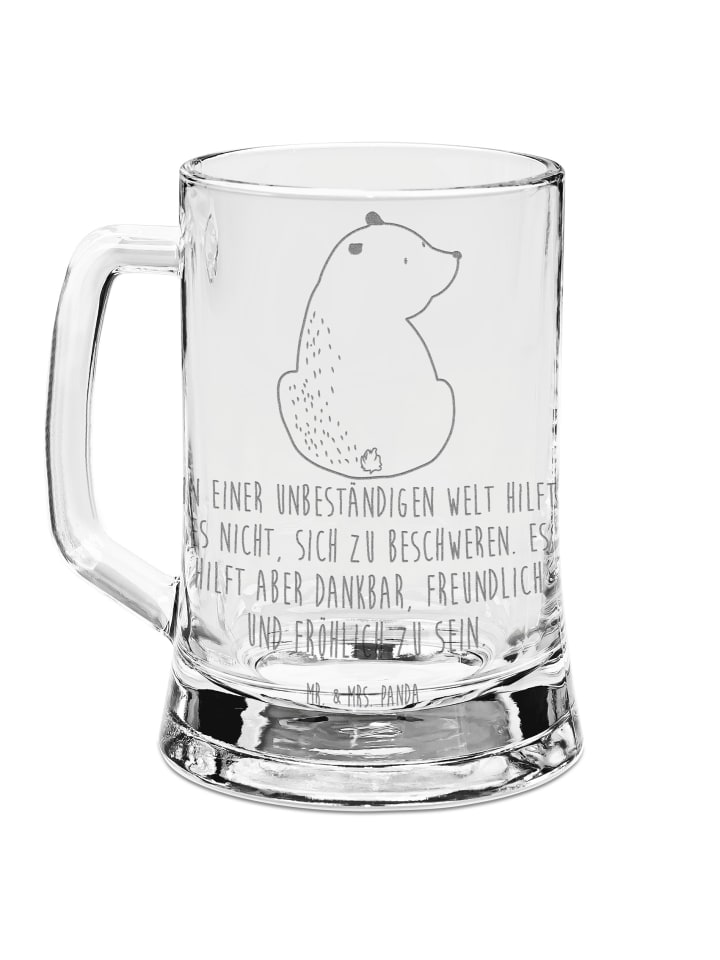 Humpen Bär Schulterblick mit Spruch in Transparent