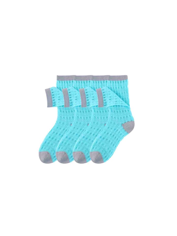 4er-Pack Lochmuster-Socken in Blau