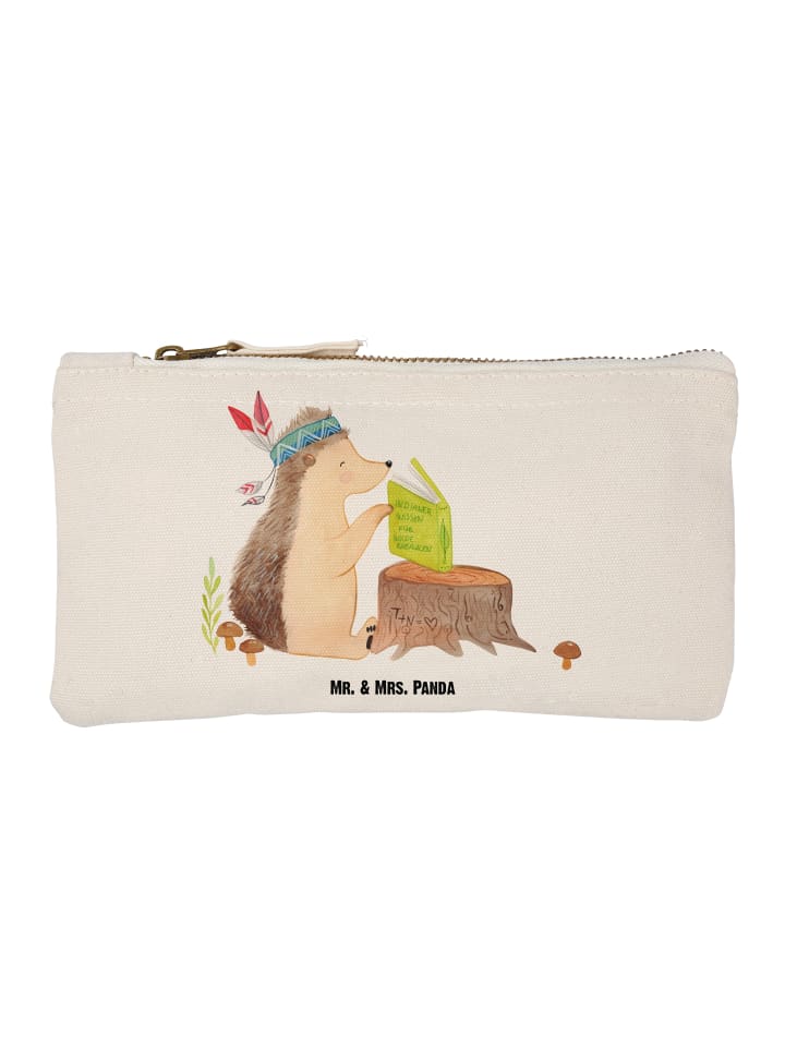 Schminktasche Igel Federschmuck ohne Spruch in Weiß