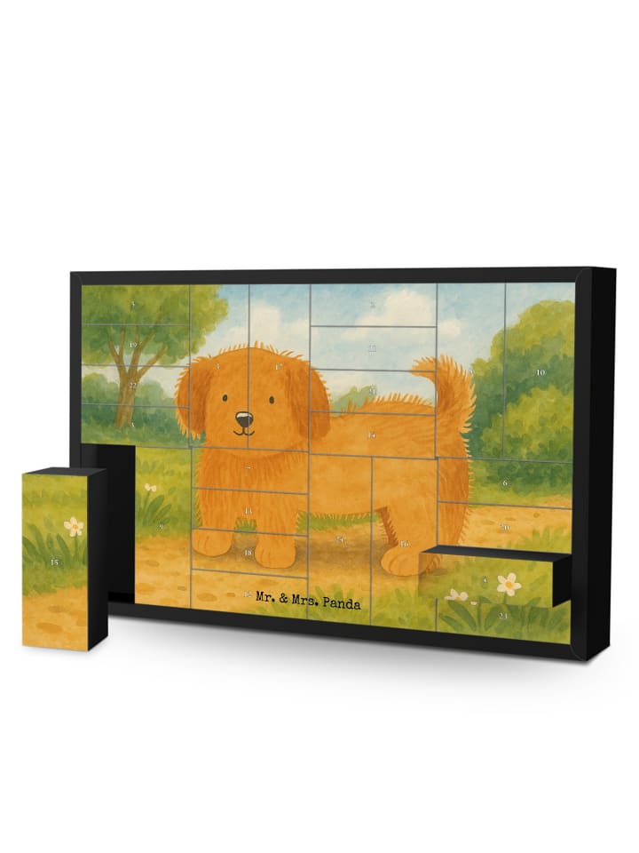 Adventskalender Hund Flauschig Design ohne Spruch in Weiß