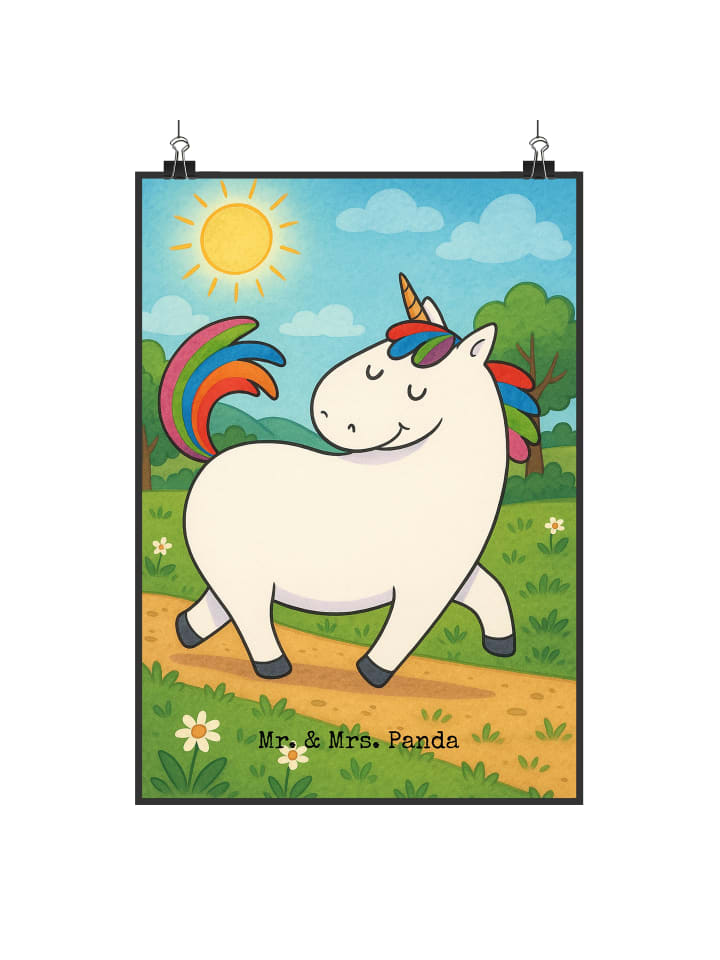 Posterdruck Einhorn Stolzieren Design ohne Spruch in Weiß