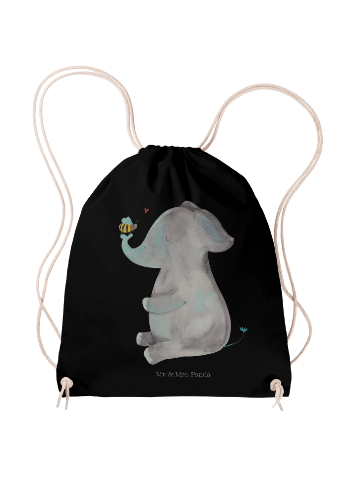 Gym Bag Elefant Biene ohne Spruch in Schwarz