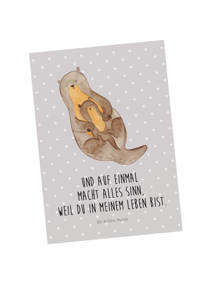 Postkarte Otter Kind mit Spruch in Grau Pastell