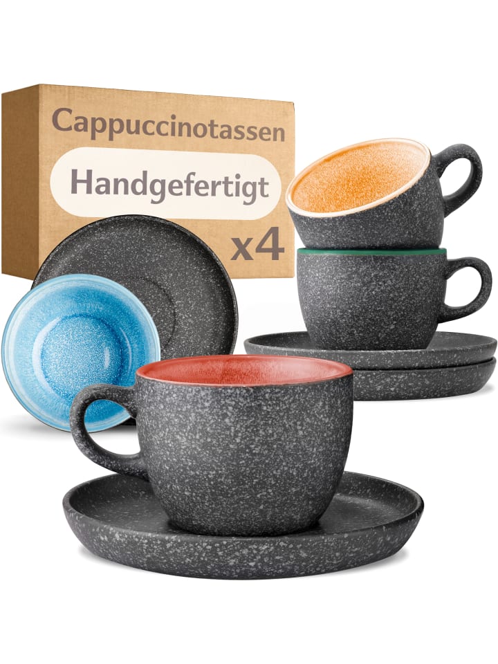 Cappuccino Tassen mit Untertassen 4er Set