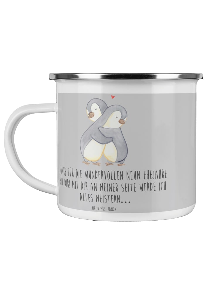 Tasse Emaille 9. Hochzeitstag Keramikhochzeit m... in Heather Grey