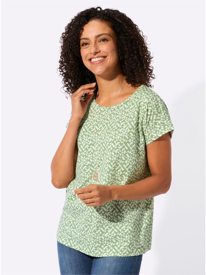 Druck-Shirt in eucalyptus-ecru