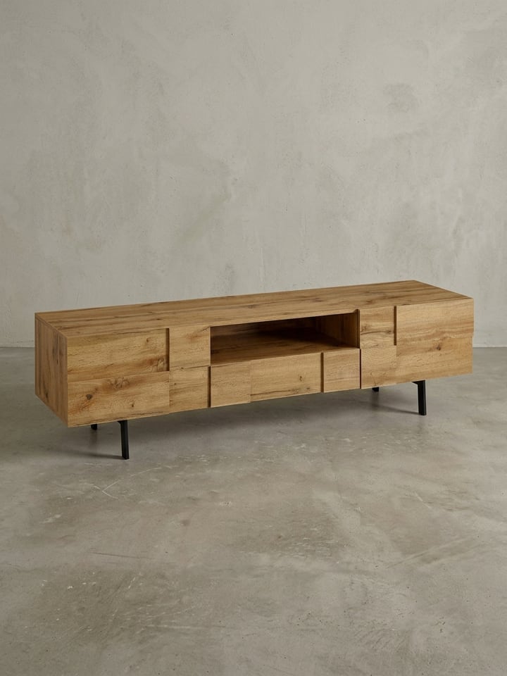 Lowboard | Eiche, 160x46x43cm, TV-Kommode, 2 Türen