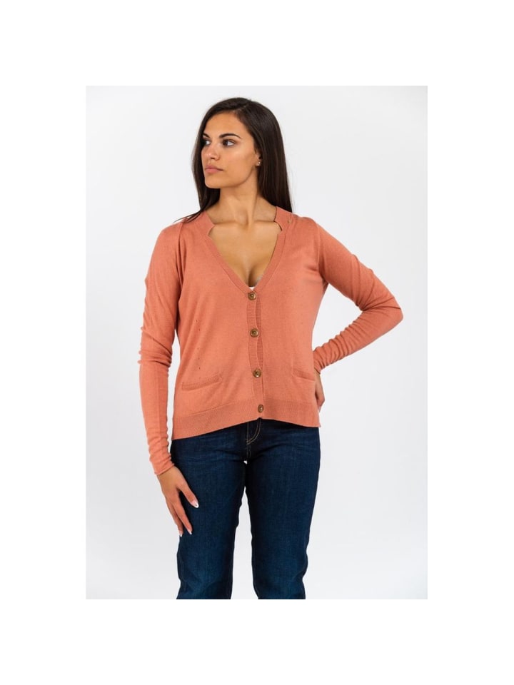Pink Viskose Strickjacke