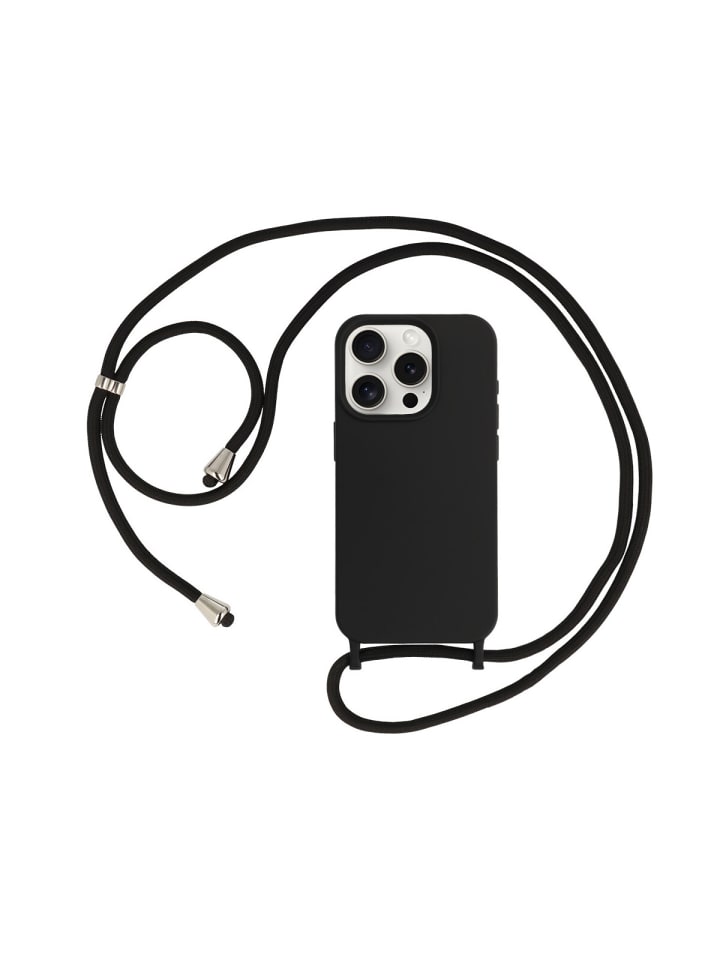 Handy Hülle Umhängehülle kompatibel mit Iphone 15 Schwarz in Schwarz