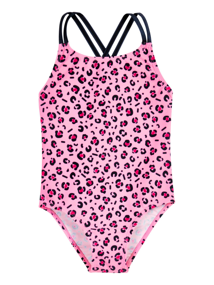UV-Schutz Badeanzug Leo-Print in pink