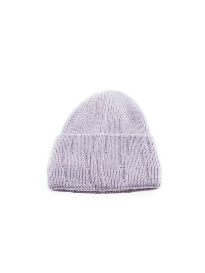 Beanie Mütze für Winter und Herbst mit Innenfutter in Lila
