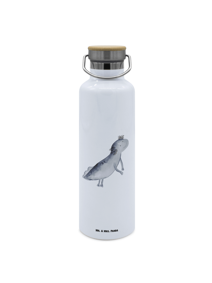 Trinkflasche Axolotl Schwimmen ohne Spruch in Weiß