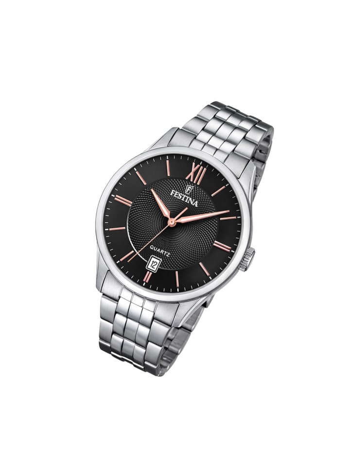 Analog-Armbanduhr Festina Klassik silber groß (ca. 43mm)