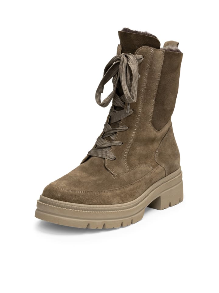 Veloursleder Stiefeletten in dunkeltaupe