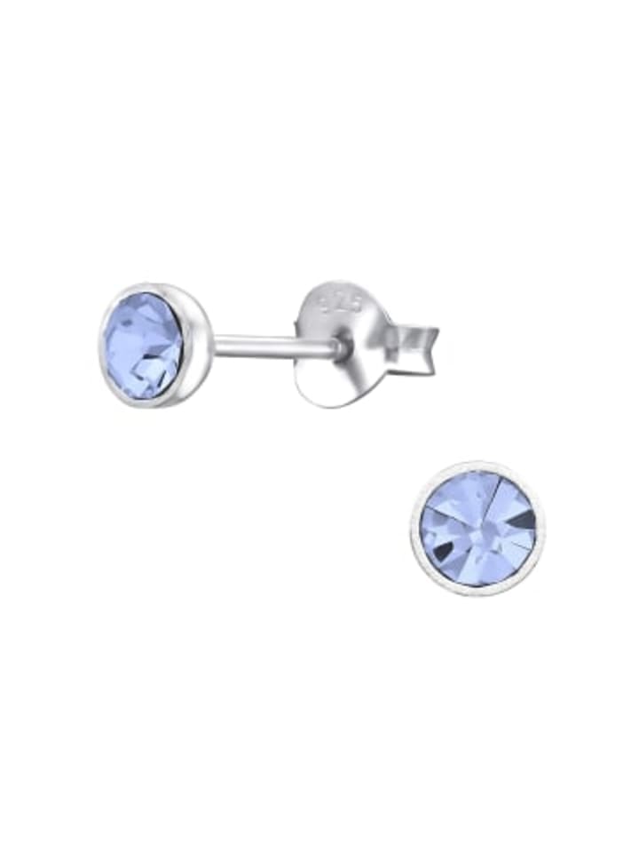 Ohrringe - Ohrstecker Silber KRISTALL hellblau in 925 Silber - 2-tlg.