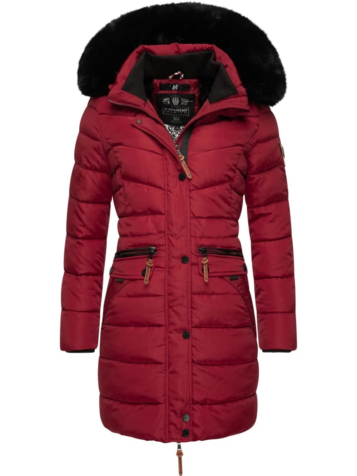 Steppmantel Paula in Dark Red with black fur