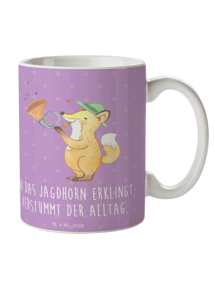 Tasse Jagdhorn Melodie mit Spruch in Lavendeltraum
