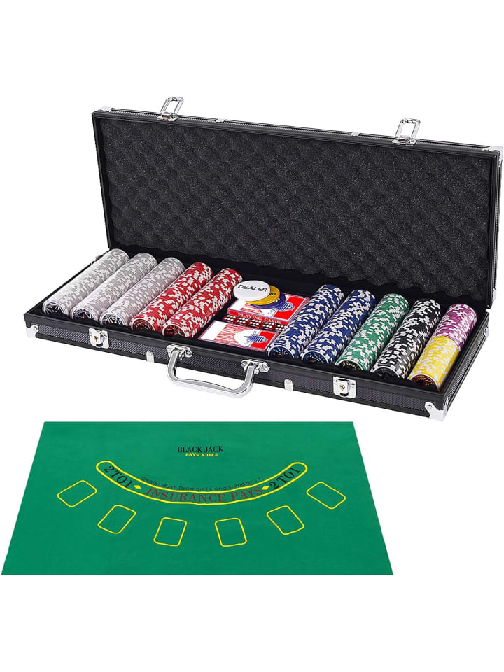 Pokerset 500 tlg. Chips in Schwarz