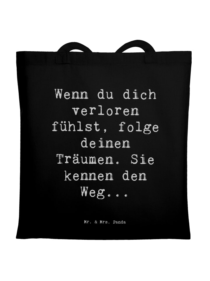 Baumwolltasche Spruch Selbstzweifel und Träume ... in Schwarz