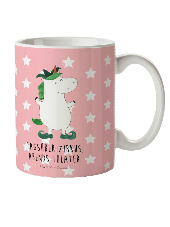 Tasse Einhorn Joker mit Spruch in Rot Pastell
