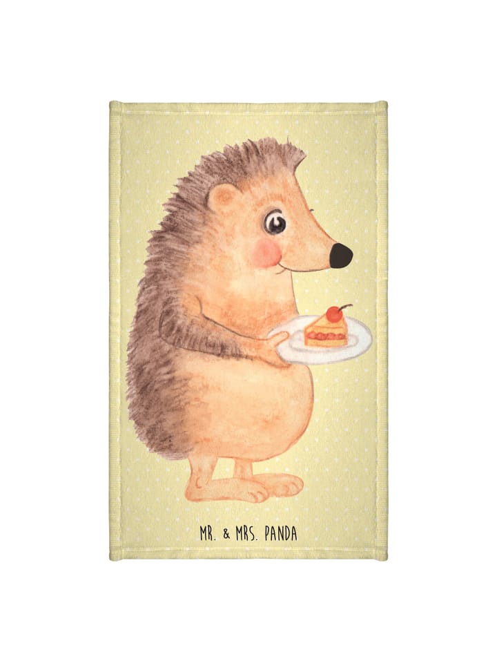 Handtuch Igel Kuchenstück ohne Spruch in Gelb Pastell