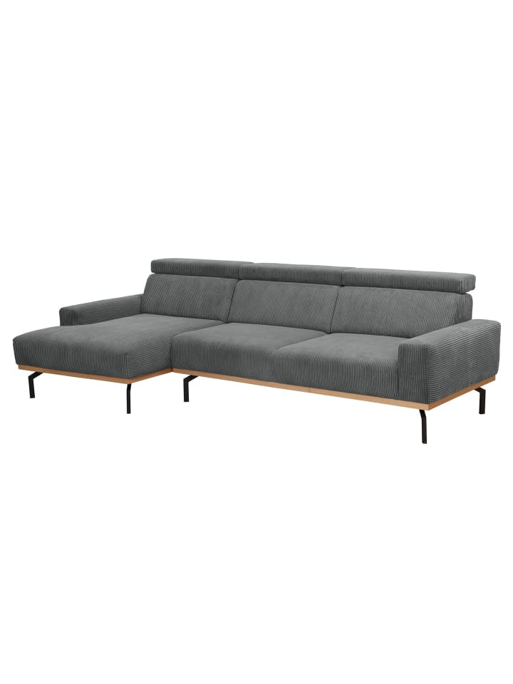 SOFA mit Longchair links Katrien Cordstoff anthrazit