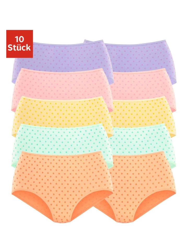 Taillenslip in lila, rosa, gelb, grün, orange