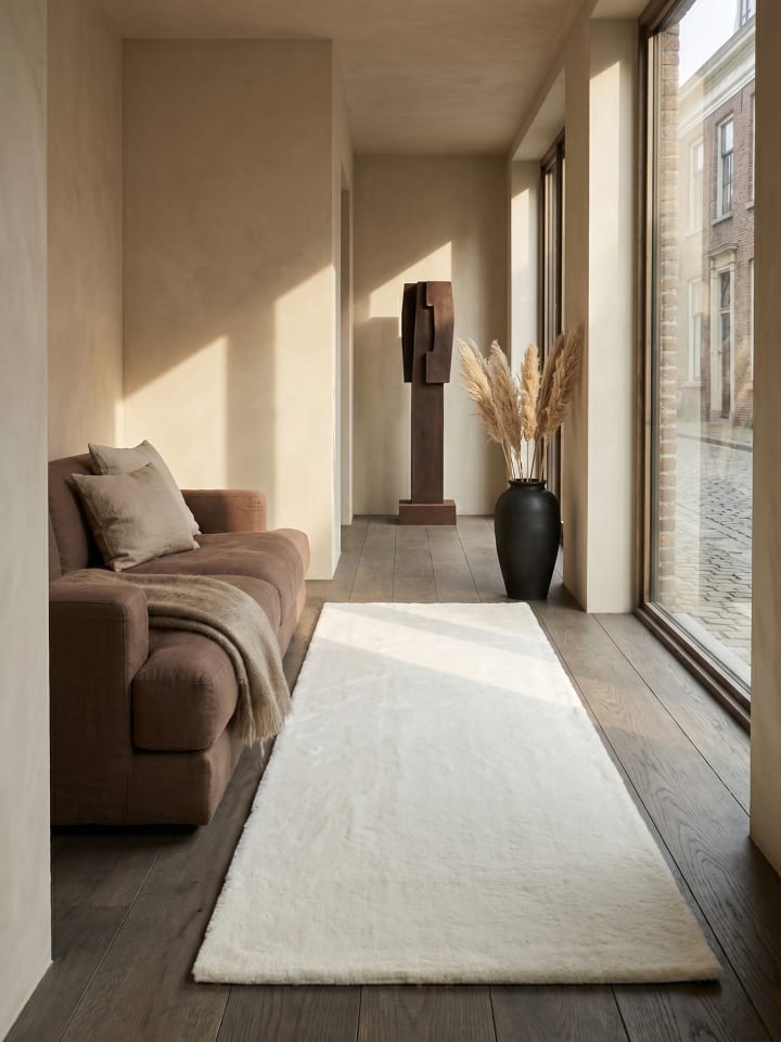 Teppichläufer Uni Antirutsch pflegeleicht Wohnzimmer Schlafzimmer in Creme