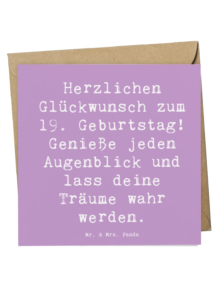 Grußkarte Spruch 19. Geburtstag Freude mit Spruch in Lavendeltraum