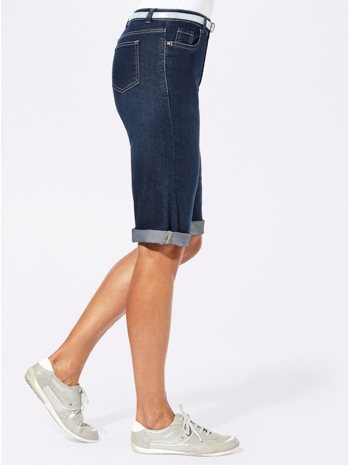 Jeans-Bermudas in blue-stone-washed