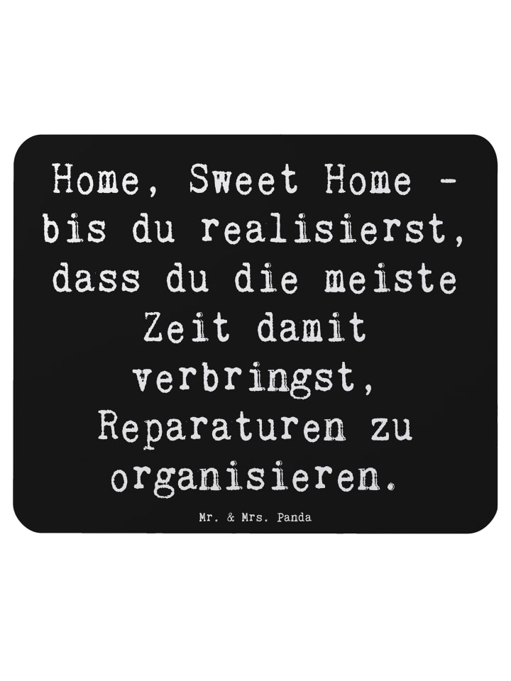 Mousepad Spruch Geborgenheit im Zuhause mit Spruch in Schwarz