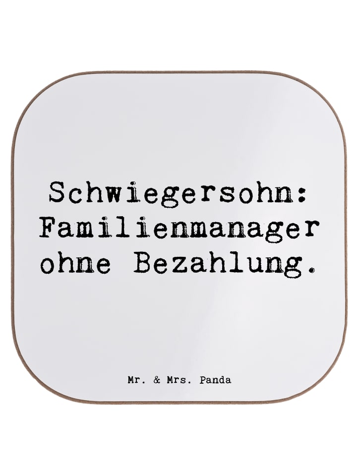 Untersetzer Schwiegersohn Manager mit Spruch in Weiß