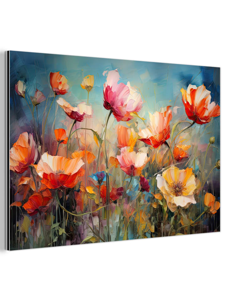 Metallbild Bunte Blumen