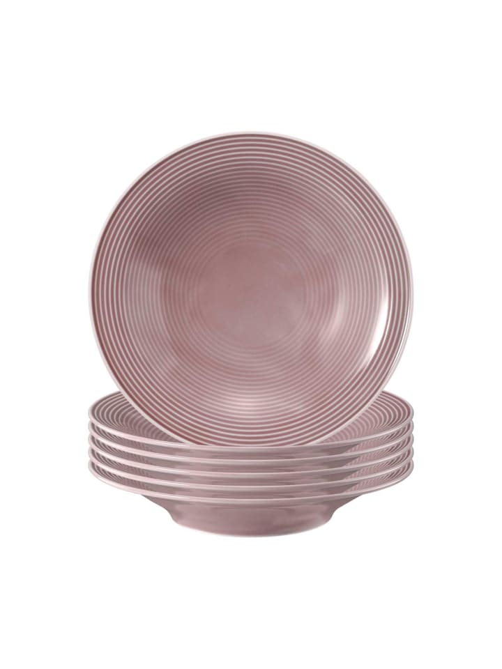 6er Set Suppenteller Beat Color Glaze in Altrosa ø 22,5 cm